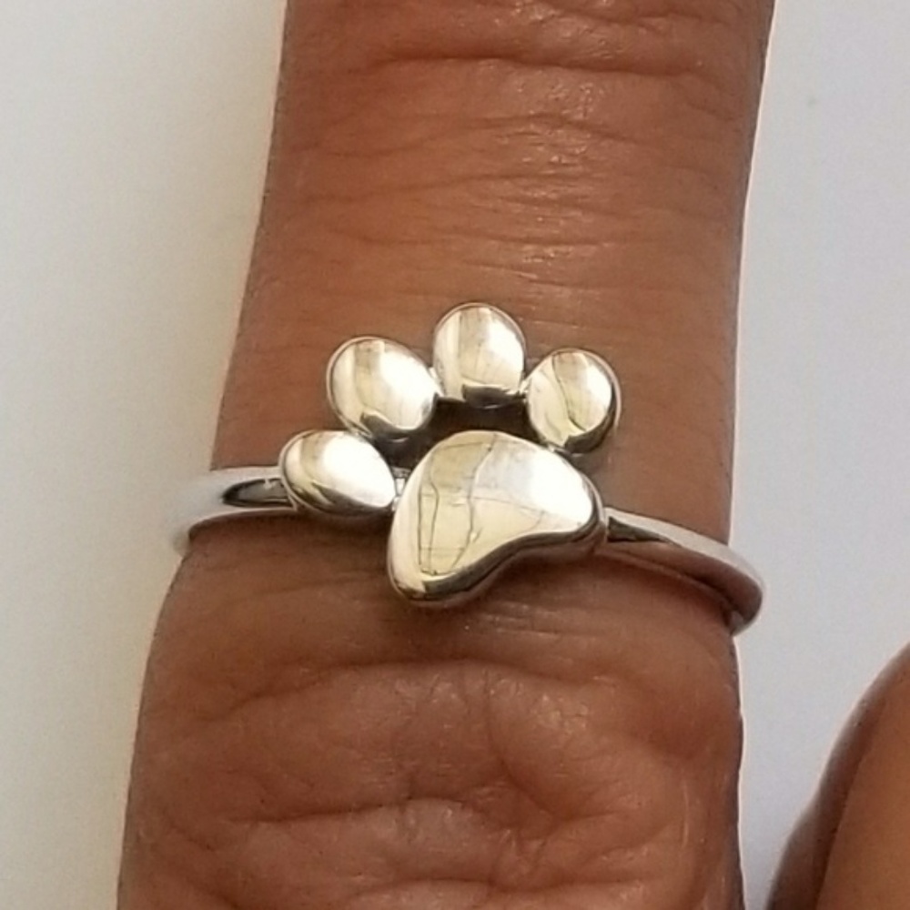 Sterling Silver 925 Dog Paw Ring